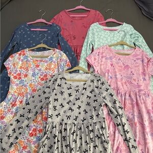 Colorful Girls' Long and Short Sleeve Dresses Set